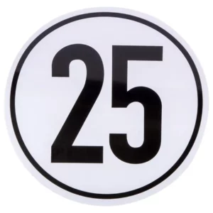 Naklejka z ograniczeniem prędkości pojazdu: 25 km/h O 200 mm
