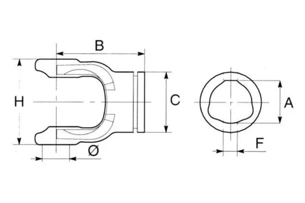 gopart Widłak, na rurę profilowaną, na kołek sprężysty, 54x54 mm, PTO 60 gopart