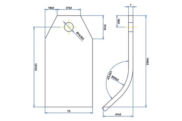 Towar Nóż bijakowy 75x7x145 O13.5 mm pasuje do Taarup