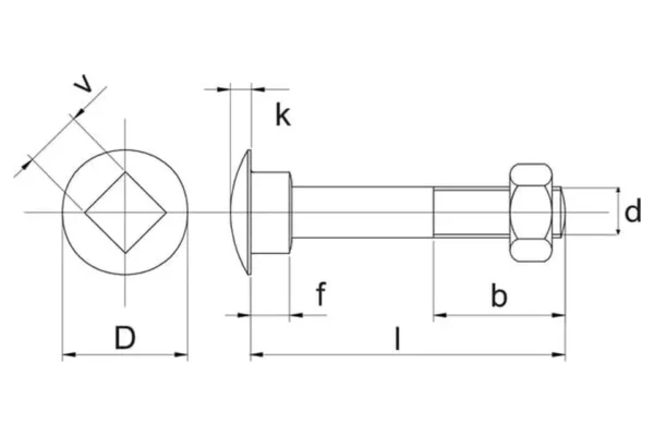 Towar Śruba zamkowa DIN603 M8x90 mm z nakrętką, ocynk kl. 4.6 Towar