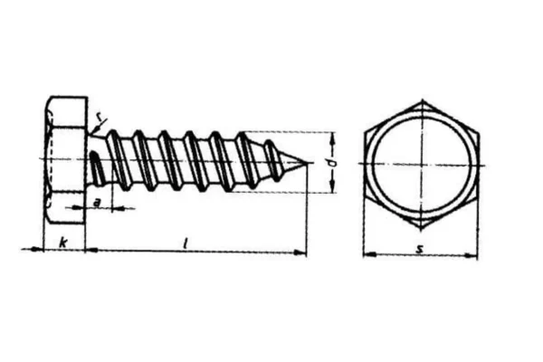 Towar Wkręt samowiercący 8x25 mm, 13 mm 6-kt. z łbem na klucz, stal, DIN7976C Towar