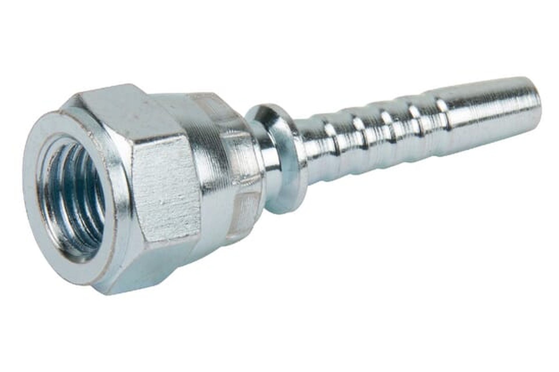 Raccordo maschio a pressare sede JIC 74° 9/16 - 18 per tubo da 1/4 02344