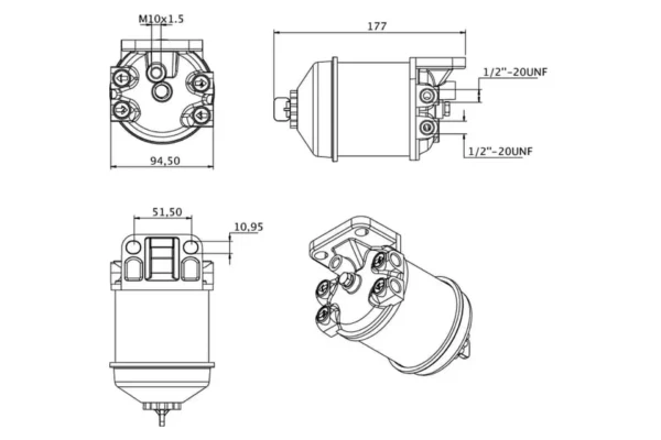 Towar Filtr paliwa pojedyńczy 1/2" UNF x 20