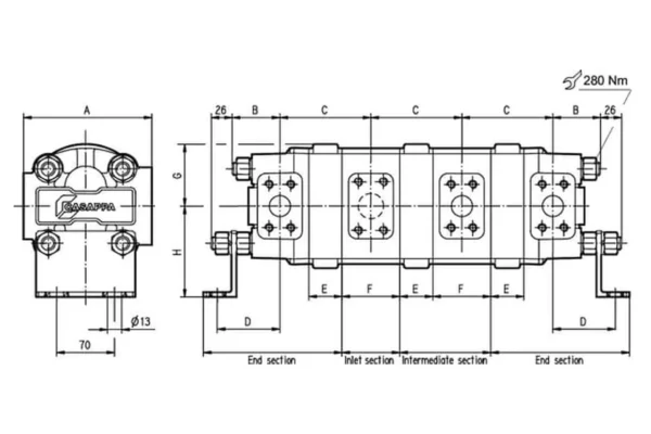 Casappa Dzielnik strumienia HDD30.43-MC+43-MC+C3030-MD+43-MC+43-MC-N