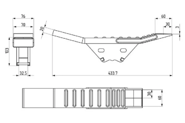 Towar Redliczka 433x76 mm wzmocniona płaska, 2-otw. pasująca do Bednar Towar