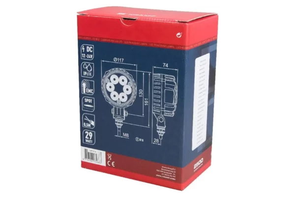 Towar Lampa robocza LED, okrągła, 29W 2500 lm 10/30V światło skupione 6 LED Towar