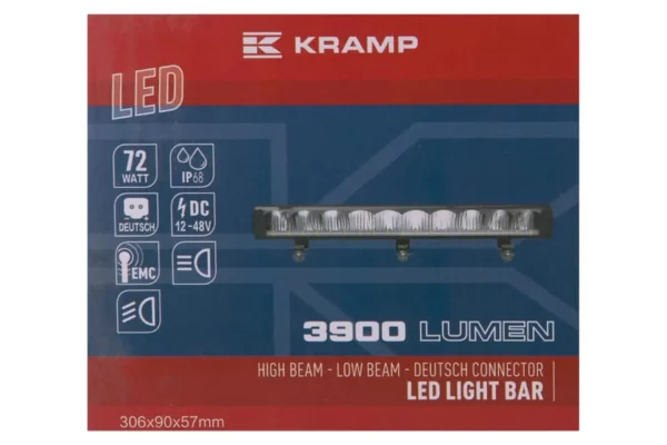 Towar Lampa robocza długa LED, 72W, 3900lm, prostokątna, 12/48V z wtyczką Deutsch 3-pin, światło drogowe/światło mijania Towar
