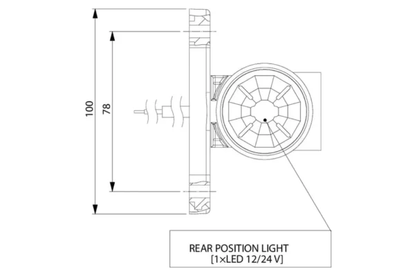 Towar Lampa obrysowa przednio-tylna i pozycyjna boczna LED, 12/24V z przewodem 5m