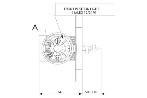 Towar Lampa obrysowa przednio-tylna i pozycyjna boczna LED, 12/24V z przewodem 5m