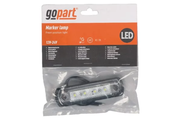 gopart Lampa obrysowa LED, 0.5/1W prostokątna, 12/24V biała 4 LED gopart