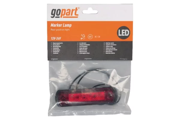 gopart Lampa obrysowa LED, 0.5/1W prostokątna, 12/24V czerwona 4 LED gopart