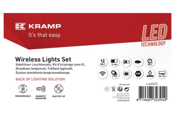 Towar Zestaw lamp bezprzewodowych LED, kwadratowych, 12V, Li-ion, na magnes, 7-pin, Towar