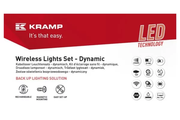 Towar Zestaw lamp bezprzewodowych LED, kwadratowych, 12V, Li-ion, na magnes, wtyczka 7-pin Towar