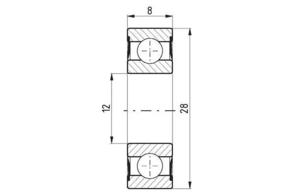 FŁT Łożysko kulkowe zwykłe 12x28x8 mm FŁT