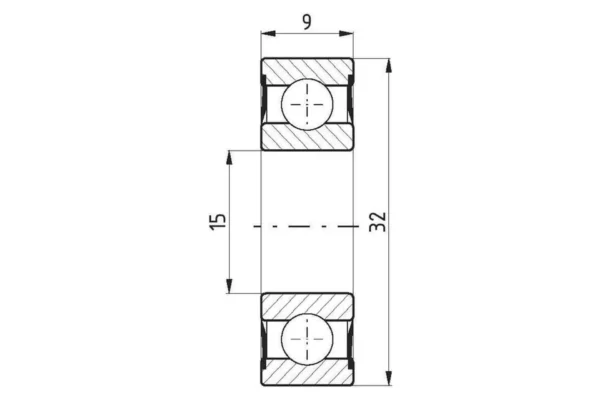 FŁT Łożysko kulkowe zwykłe 15x32x9 mm FŁT