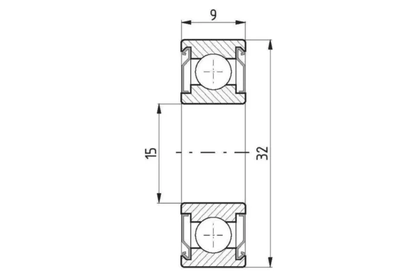 FŁT Łożysko kulkowe zwykłe 15x32x9 mm FŁT