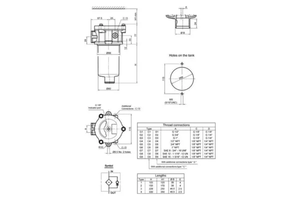 MP Filtri Filtr powrotny 1" BSP MPF 100/3-P10