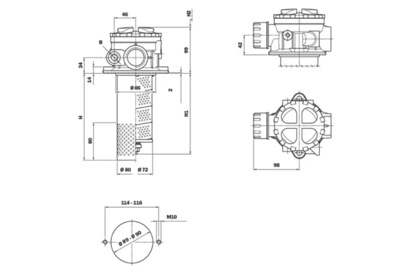 MP Filtri Filtr powrotny MPH 110-2-A25