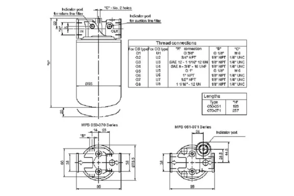 MP Filtri Głowica MPS051/071-R-G1, 3/4" BSP