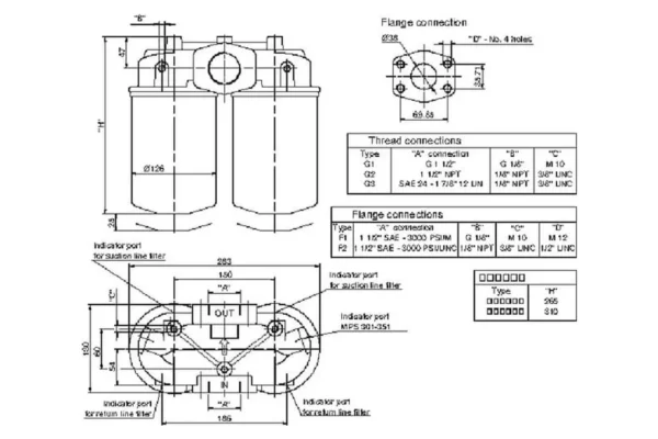 MP Filtri Głowica MPS300/350-S-G1, 1-1/2" BSP