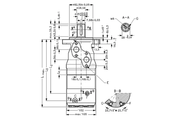 Danfoss Silnik orbitalny OMR200, oś o25