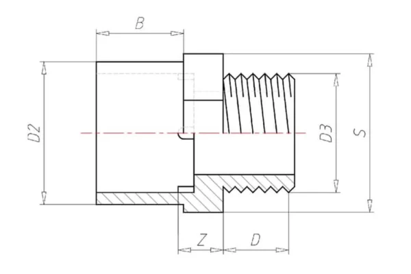 VdL Króciec gwintowany z gwintem zew. z PCW VdL, 63 mm x 2"