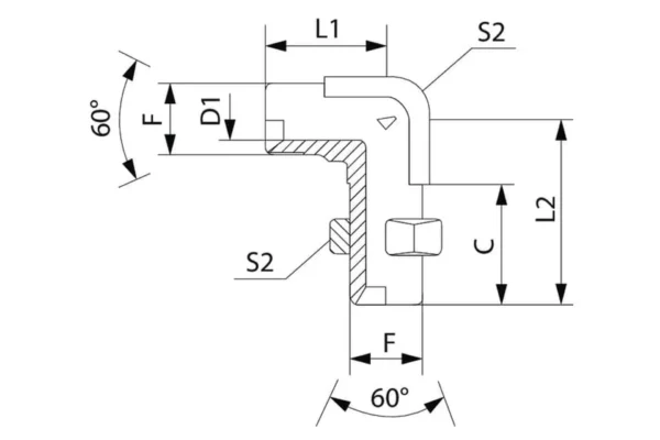 Alfagomma Przyłącze panelowe 90° 1/2"BSP