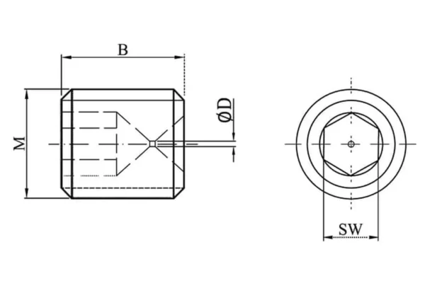 Śruba dławiąca SSM M8 o 0.7 mm stalowa