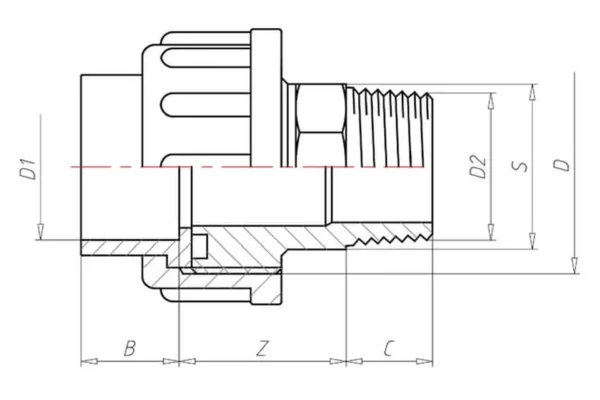 VdL Kształtka przejściowa z PCW z gwintem zew. VdL, 63 mm 2"