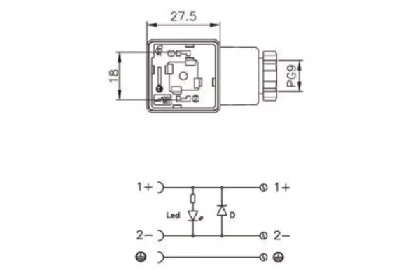 ATAM/CNE Wtyczka z diodą LED 12/24V DC
