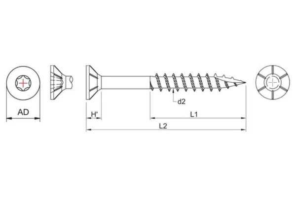 Towar Wkręt do płyt wiórowych 4x40 mm TX20 z łbem stożkowym, Towar