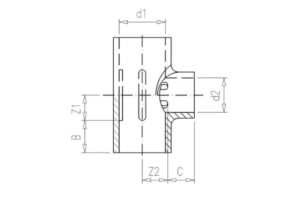 VdL Trójnik z redukcją PCW-U VdL, 50 x 25 x 50 mm