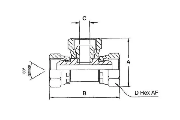 Burnett & Hillman Trójnik gwint wew. 1" BSP