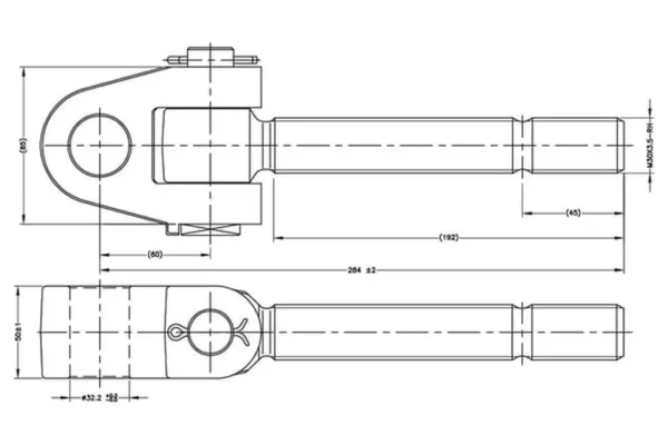 Towar Końcówka przegubowa łącznika górnego, M30x3.5 prawa 32.0 mm