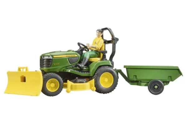 Bruder Kosiarka samojezdna John Deere z przyczepą i ogrodnikiem