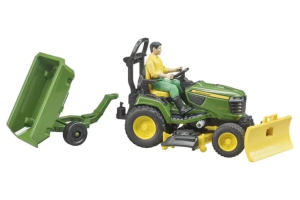 Bruder Kosiarka samojezdna John Deere z przyczepą i ogrodnikiem