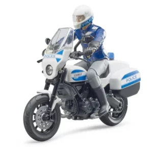 Motocykl policyjny Scrambler Ducati z figurką policjanta 
