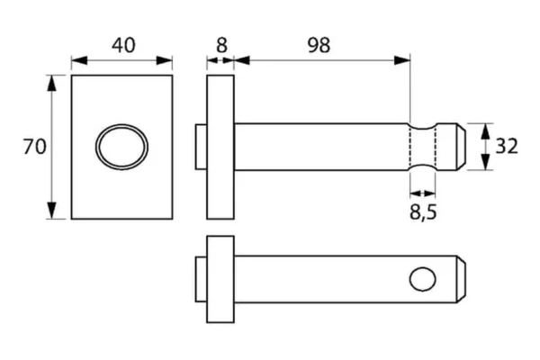 Vapormatic Sworzeń łącznika górnego 32x98 mm