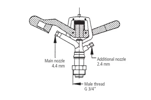 Zraszacz pełonoobrotowy V 35,  3/4"