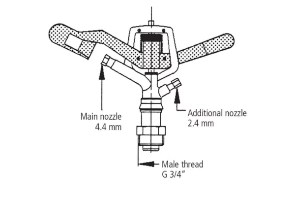 Zraszacz pełonoobrotowy V 35,  3/4"