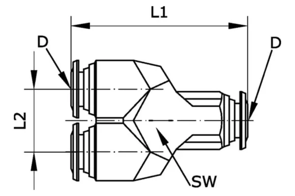 Towar Szybkozłącze trójnik Y 6 mm