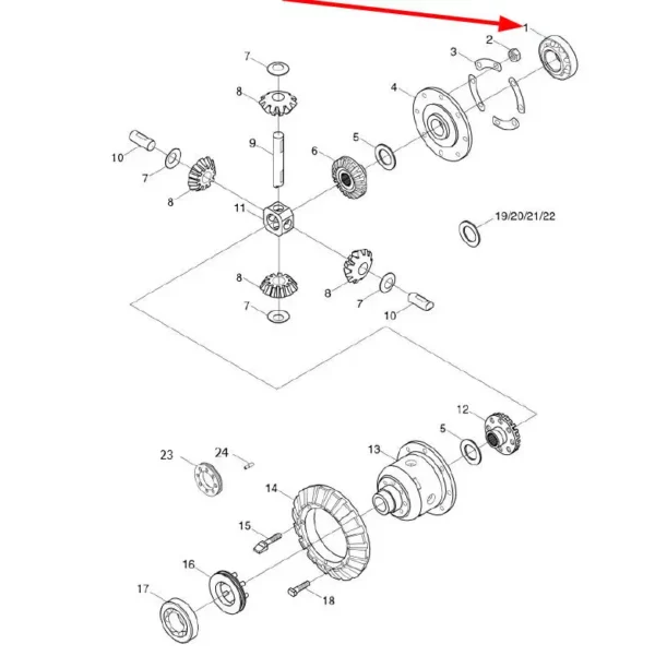 Oryginalne łożysko stożkowe o wymiarach 65 x 100 x 23 mm i numerze katalogowym GBT297-32013, stosowane w ciągnikach rolniczych marek Arbos oraz Lovol.-schemat