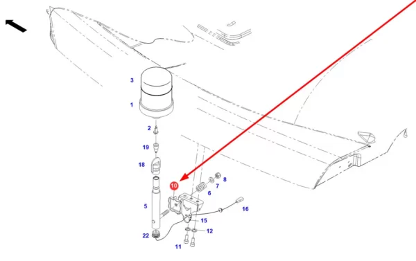 Oryginalny uchwyt lampy ostrzegawczej o numerze katalogowym H931901140021, stosowany w ciągnikach rolniczych marki Fendt. schemat