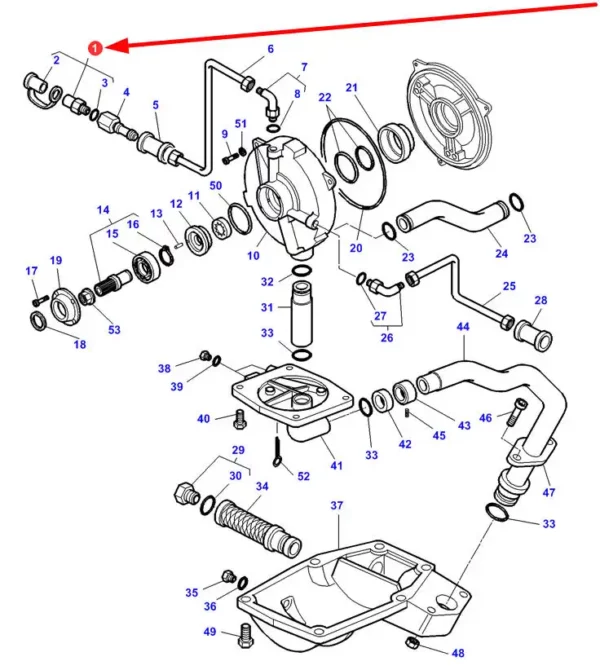 Oryginalne złącze pomiarowe ciśnienia układu hydraulicznego sprzęgła o numerze katalogowym 3384950M1, stosowane w ciągnikach rolniczych marek Massey Ferguson, Challenger schemat.