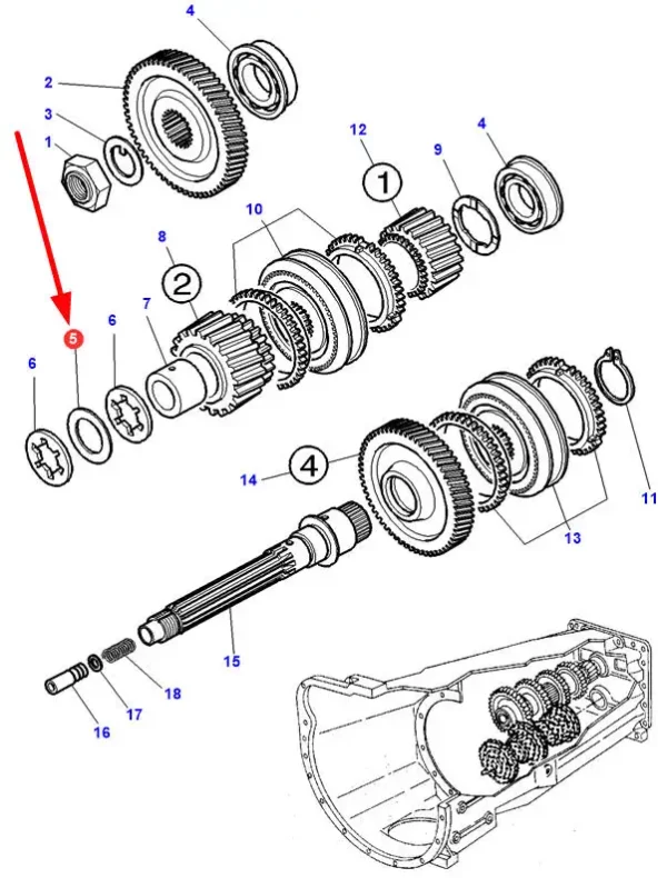 Oryginalna podkładka dystansowa, 0,40mm i numerze katalogowym 3715906M1, stosowana w ciągnikach rolniczych marek Massey Ferguson oraz Challenger schemat.