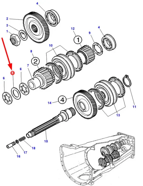 Oryginalna podkładka dystansowa o wymiarach 0,50 mm i numerze katalogowym 3792123M1, stosowana w ciągkniach rolniczych marki Massey Ferguson schemat