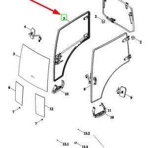 Oryginalne drzwi prawe kompletne o numerze katalogowym TE2S451010009Ka, stosowane w ciągnikach rolniczych marek Arbos oraz Lovol schemat.
