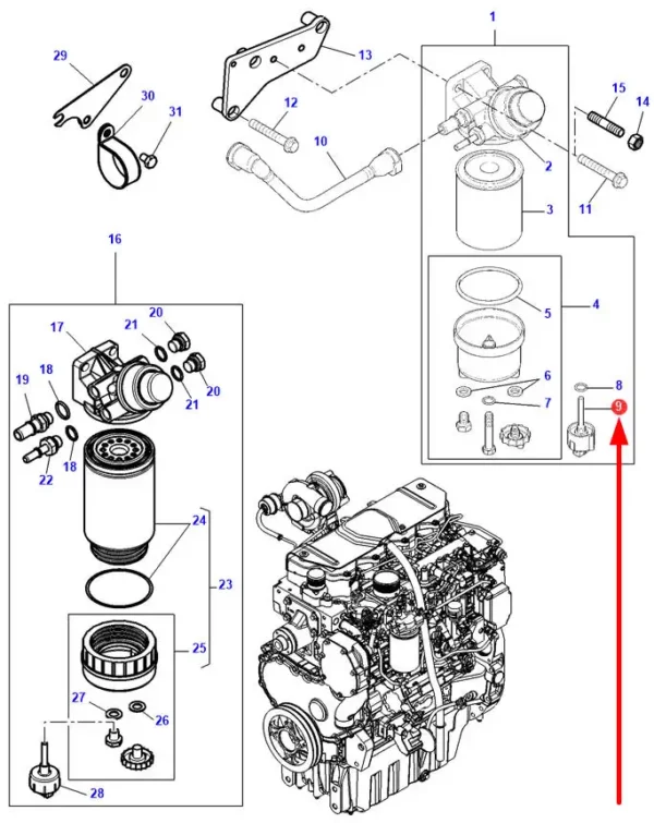 Oryginalny czujnik paliwa o numerze katalogowym 4226645M1, stosowany w ciągnikach rolniczych marek Challenger oraz Massey Ferguson schemat.