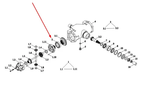 Oryginalne łożysko kulkowe 1-rzedowe mechanizmu różnicowego o wymiarach 60 x 110 x 22 i numerze katalogowym GBT276-6216, stosowane w ciągnikach rolniczych marek Arbos i Lovol schemat.