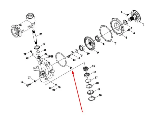 Oryginalny pierścień oring o wymiarach 243x5,30 i numerze katalogowym GBT3452.1-243X5.30G, stosowany w ciągnikach rolniczych marek Arbos i Lovol.-schemat